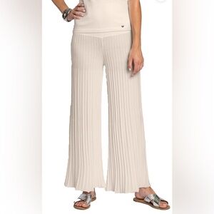 BIANA JULIA PLISSE-LOOK FULL LENGTH WIDE LEG PANTS IN BEIGE SIZE S